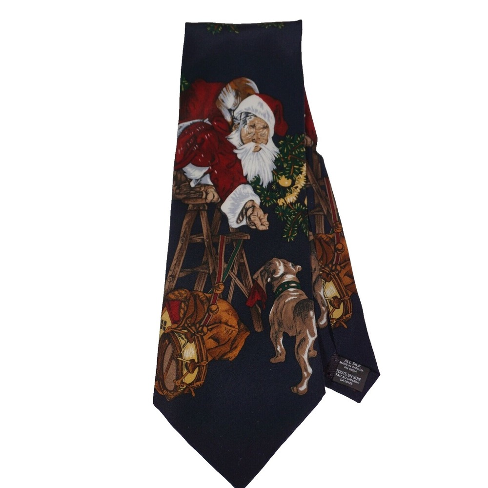 VTG 1996 NORMAN ROCKWELL Saturday Evening Post SANTA IN DISTRESS Necktie‎ EUC